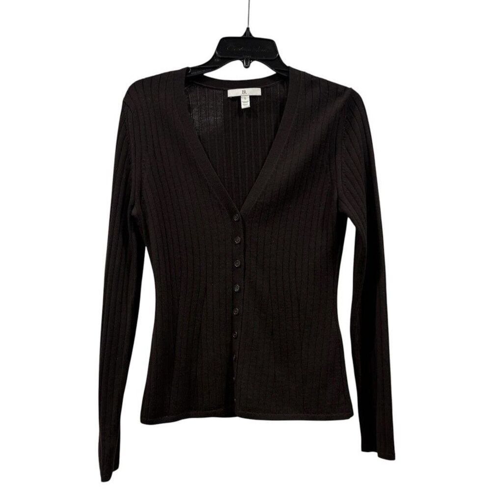 Banana Republic Brown Merino Wool Ribbed V-Neck Cardigan Sweater Size S